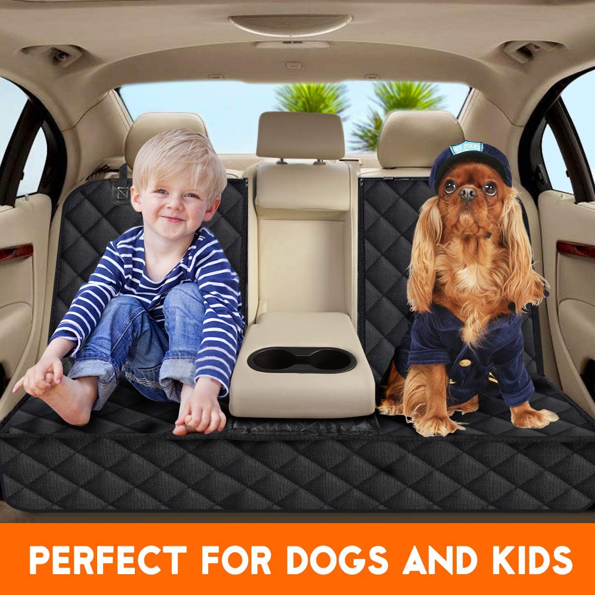 Dog Car Seat Cover, Back Seat Cover for Dogs Pet Car Seat Protector Waterproof Bench Car Seat Cover - Black