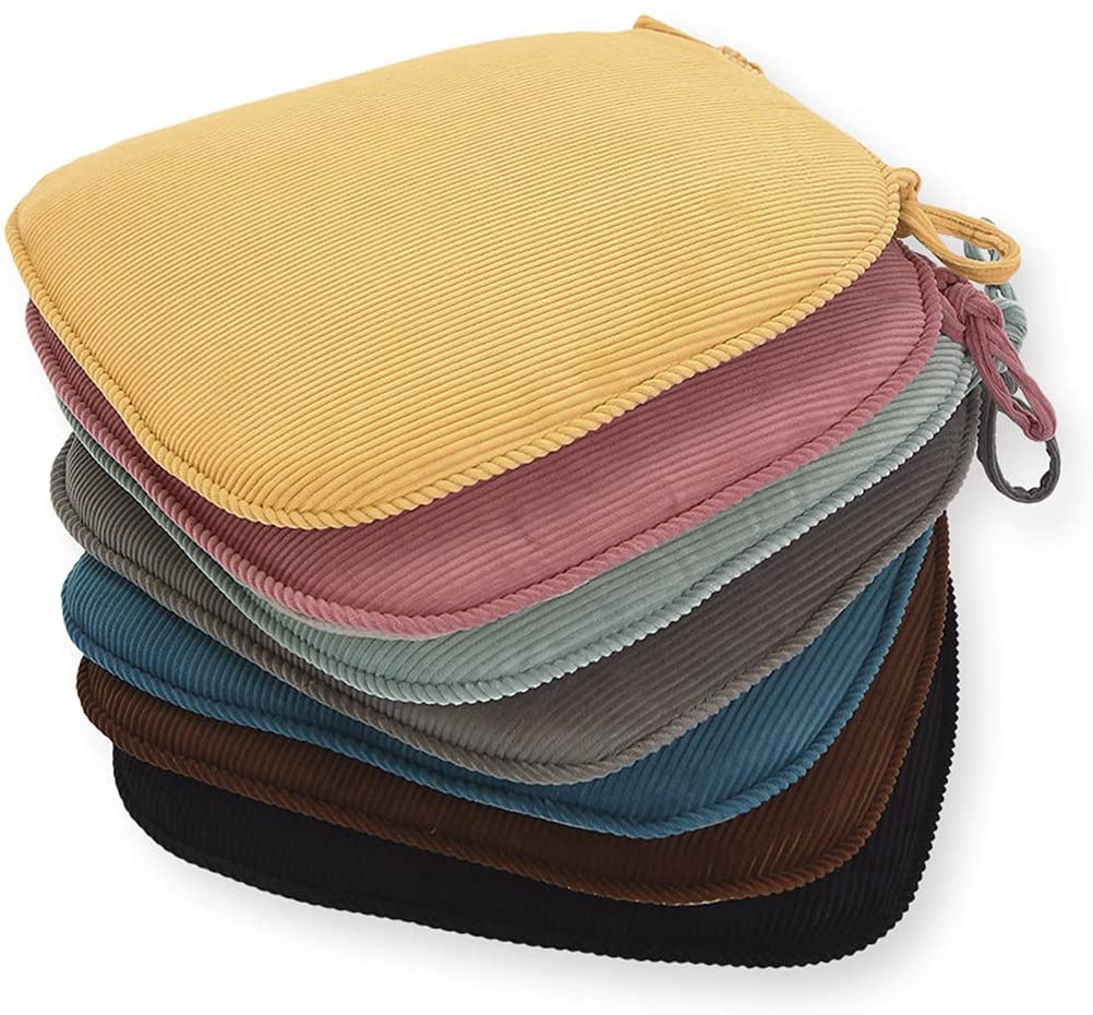 Indoor Chair Pad with Ties, Dining Chair Pads, Non Slip Seat Cushions for Kitchen Chairs (4/6/8 PCS, Blue)