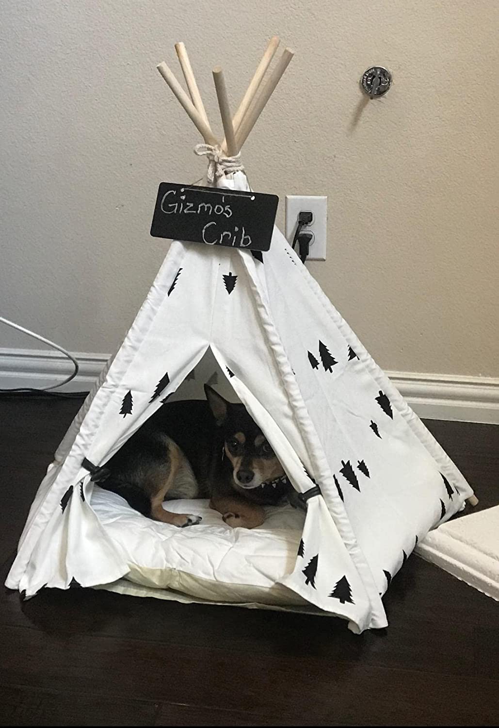 Pet Teepee Dog & Cat Bed - Portable Dog Tents & Pet Houses with Thick Cushion & Blackboard