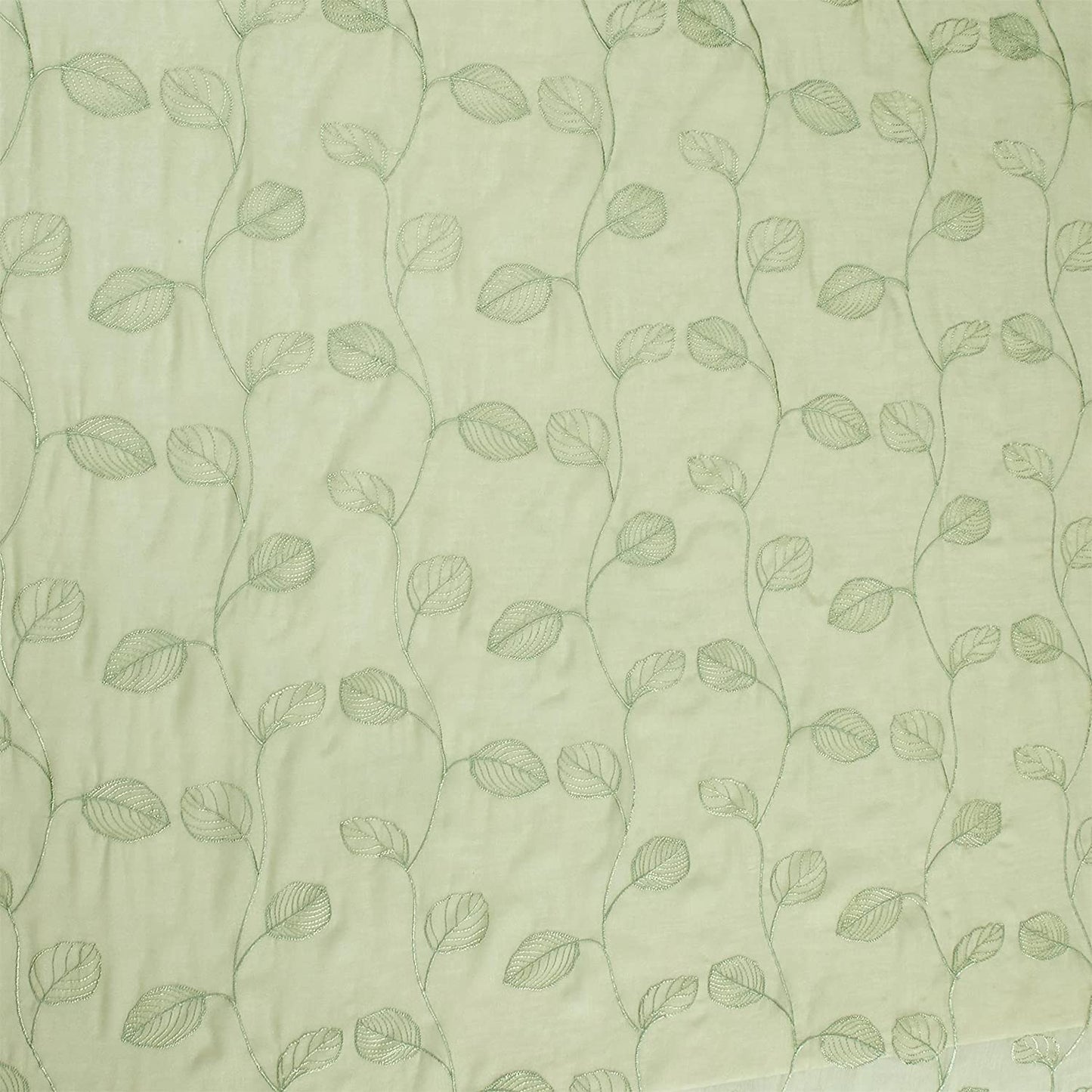 2 Pieces Green Sheer Curtains, Embroidered Semi Sheer Grommet Floral Leaf Window Curtains & Drapes for Living Room Kitchen Bedroom Curtains