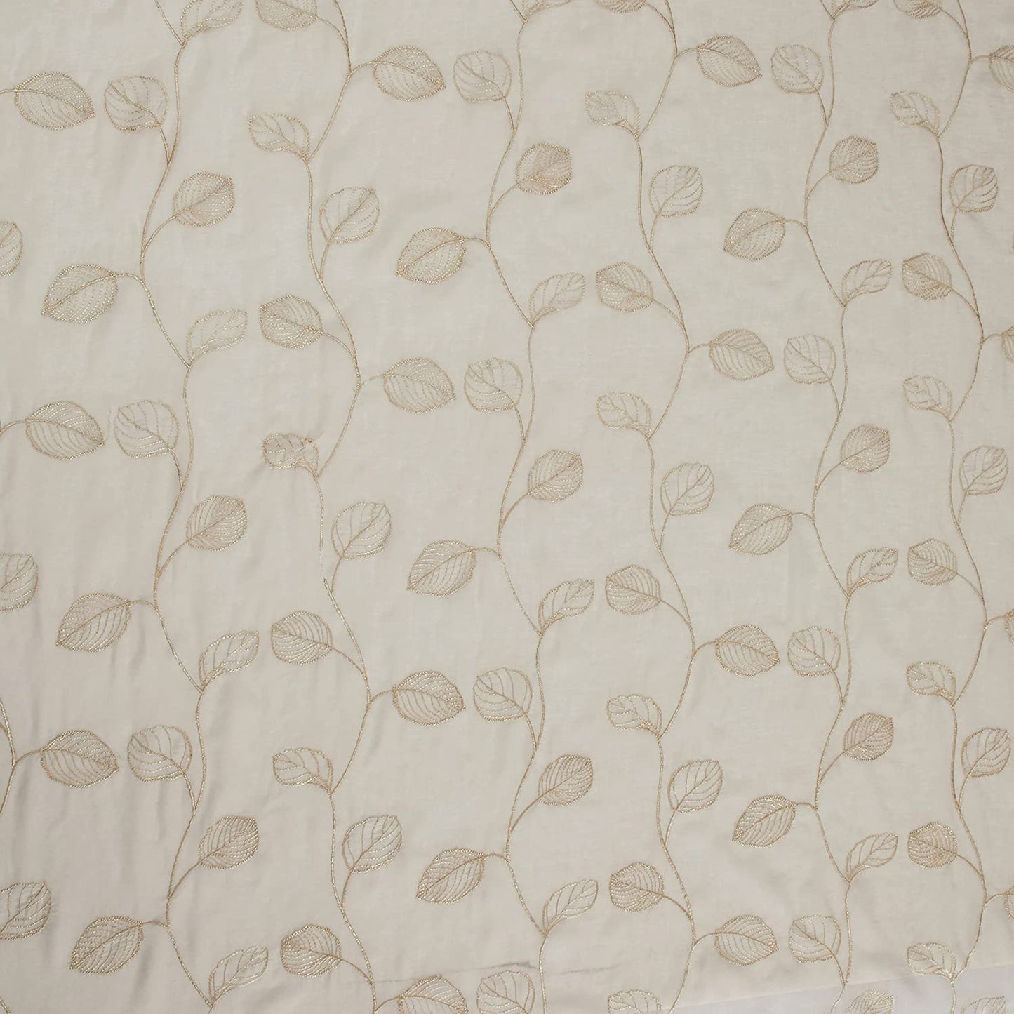 2 Pieces Beige Sheer Curtains , Embroidered Semi Sheer Grommet Floral Leaf Window Curtains & Drapes for Living Room Kitchen Bedroom Curtains