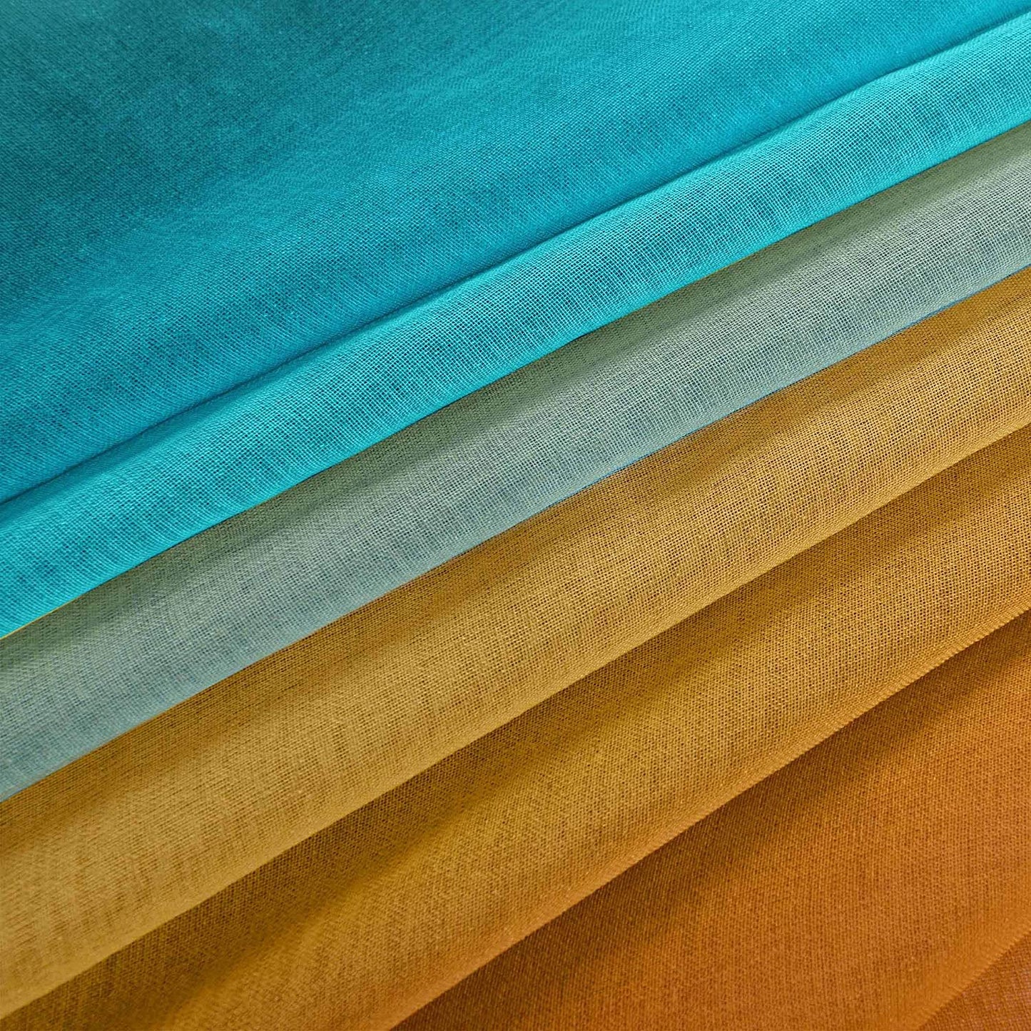 Ombre Sheer Curtains for Bedroom 2 Pieces Set Reversible Lemon Orange and Green