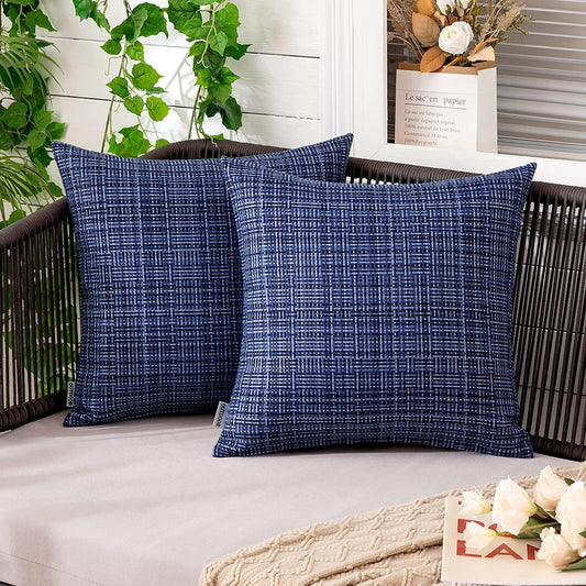 Outdoor Waterproof Throw Pillows Pack of 2, Navy