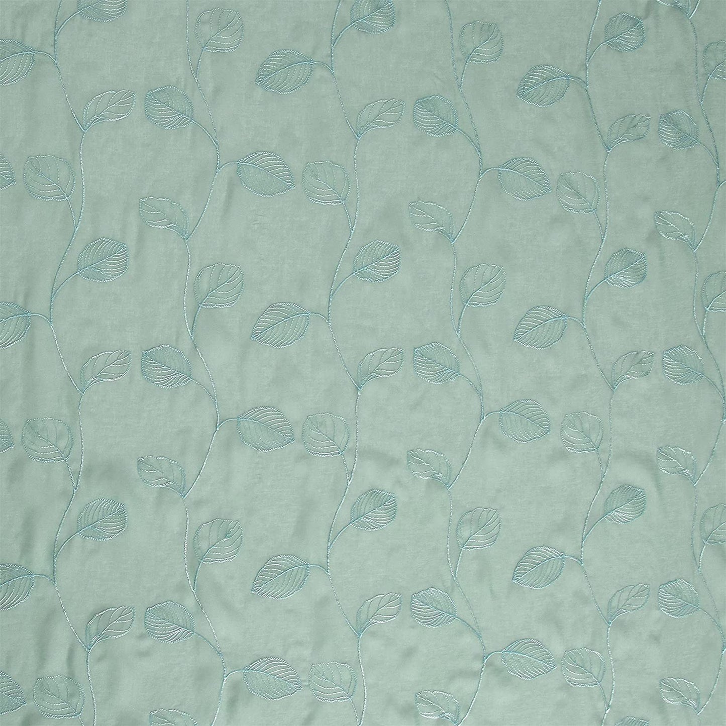 2 Pieces Tuequoise Blue Sheer Curtains, Embroidered Semi Sheer Grommet Floral Leaf Window Curtains & Drapes for Living Room Kitchen Bedroom Curtains