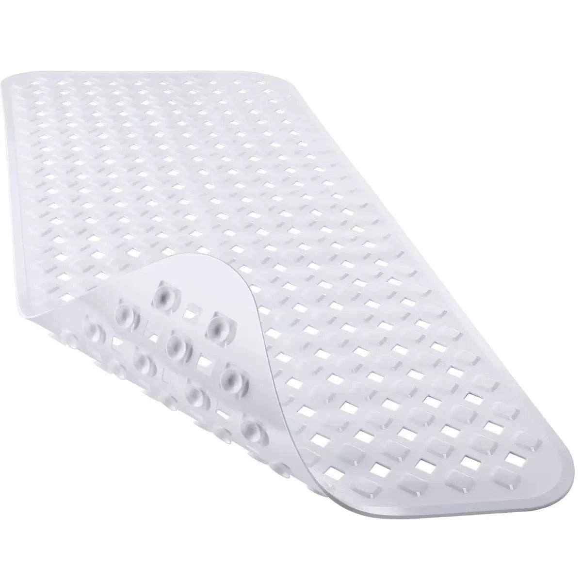 Bath Tub Shower Mat, Machine Washable Floor Liner Mats, Suction Cups and Drain Holes to Keep Tubs Clean, Soft on Feet, Bathroom Essentials,White
