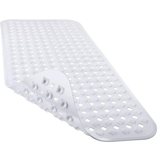 Bath Tub Shower Mat, Machine Washable Floor Liner Mats, Suction Cups and Drain Holes to Keep Tubs Clean, Soft on Feet, Bathroom Essentials,White