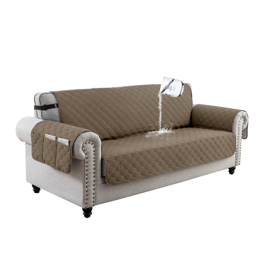 Sofa Slipcover Waterproof Couch Cover Non-Slip Sofa Cover for 1/2/3 Cushion Couch Seamless Whole Piece Fabric Furniture Protector for Pets Kids Children Dog Cat, Taupe