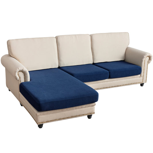 Sectional Couch Covers 3 Pieces Sofa Seat Cushion Covers L Shape Separate Cushion Couch Chaise Cover for Both Left/Right Sectional Couch (Large Sofa 2 Seater + 1 Chaise, Navy)