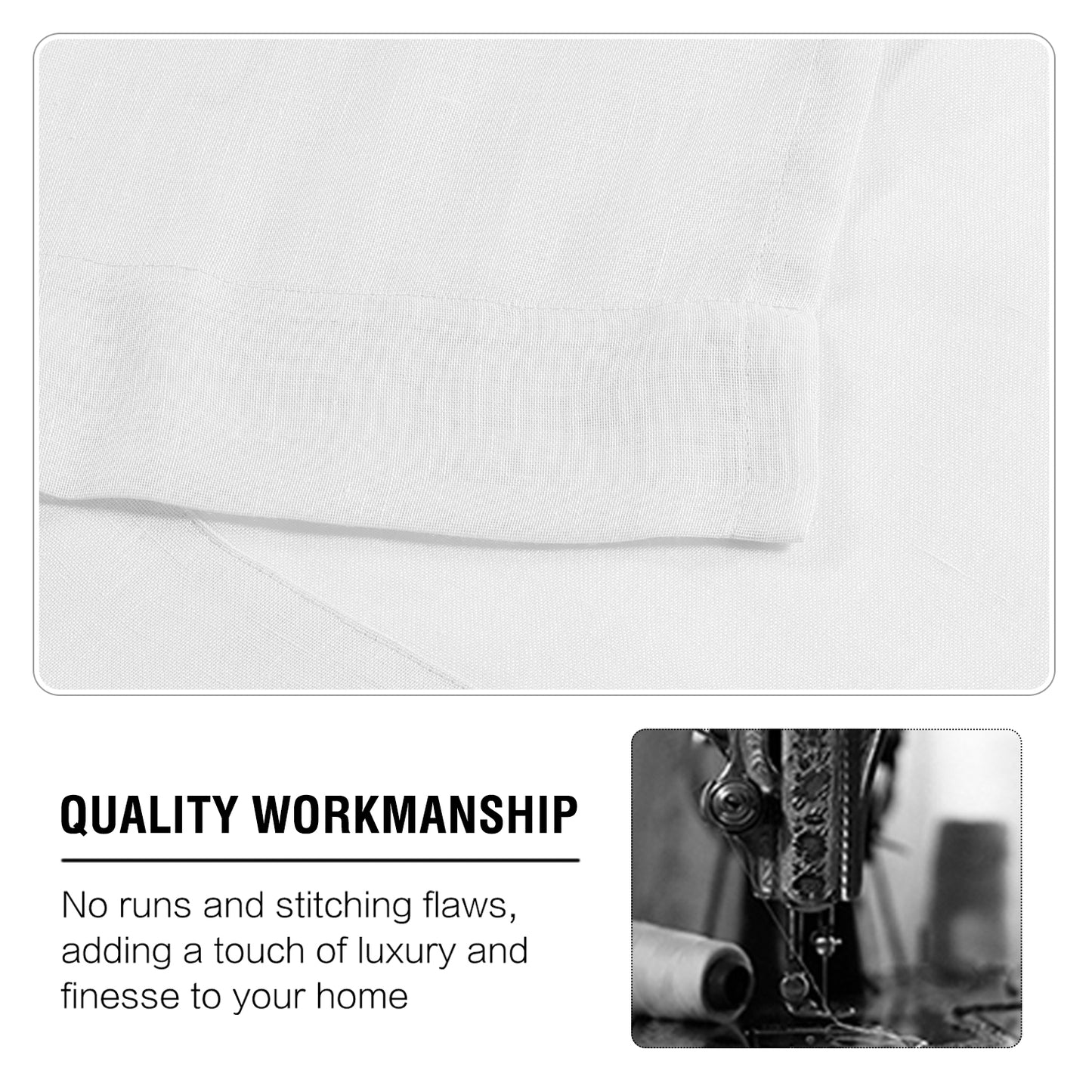 Natural Linen Sheer Curtains 2 Panels, Grommet Semitransparent Semi-Sheer Soft Comfort Privacy Drapes, White