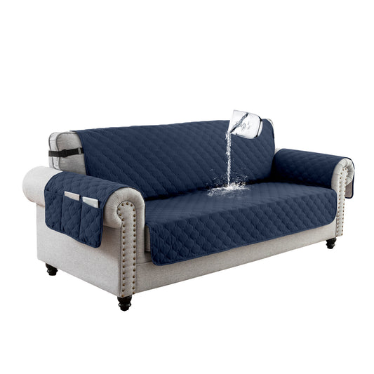 Sofa Slipcover Waterproof Couch Cover Non-Slip Sofa Cover for 1/2/3 Cushion Couch Seamless Whole Piece Fabric Furniture Protector for Pets Kids Children Dog Cat, Navy