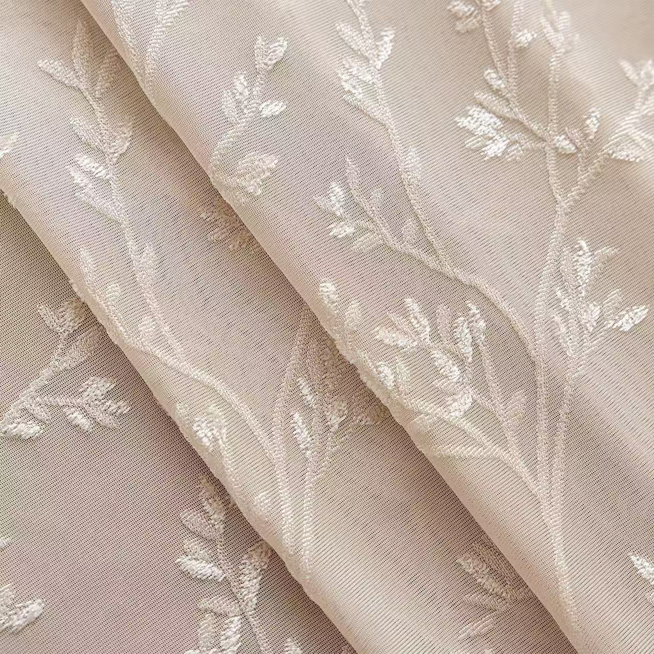 Beige Lace Kitchen Curtain Valance Door Panel Rod Pocket Voile Window Treatment Tier for Bathroom Dining Room 1 Panel