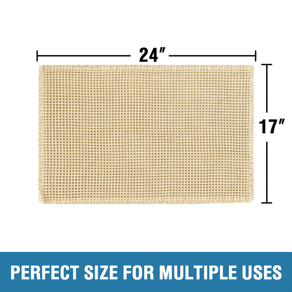 Waffle Bath Mat, Super Absorbent Non Slip Bath Mats for Bathroom Floor, Machine Washable Bathroom Rugs with Tassels,Ultra Soft,Yellow