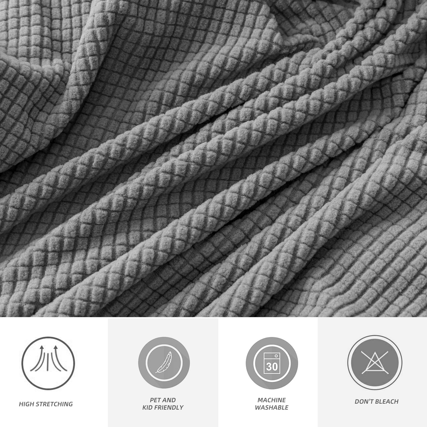 Sectional Couch Covers 3 Pieces Sofa Seat Cushion Covers L Shape Separate Cushion Couch Chaise Cover for Both Left/Right Sectional Couch (Large Sofa 2 Seater + 1 Chaise, Dove Grey)