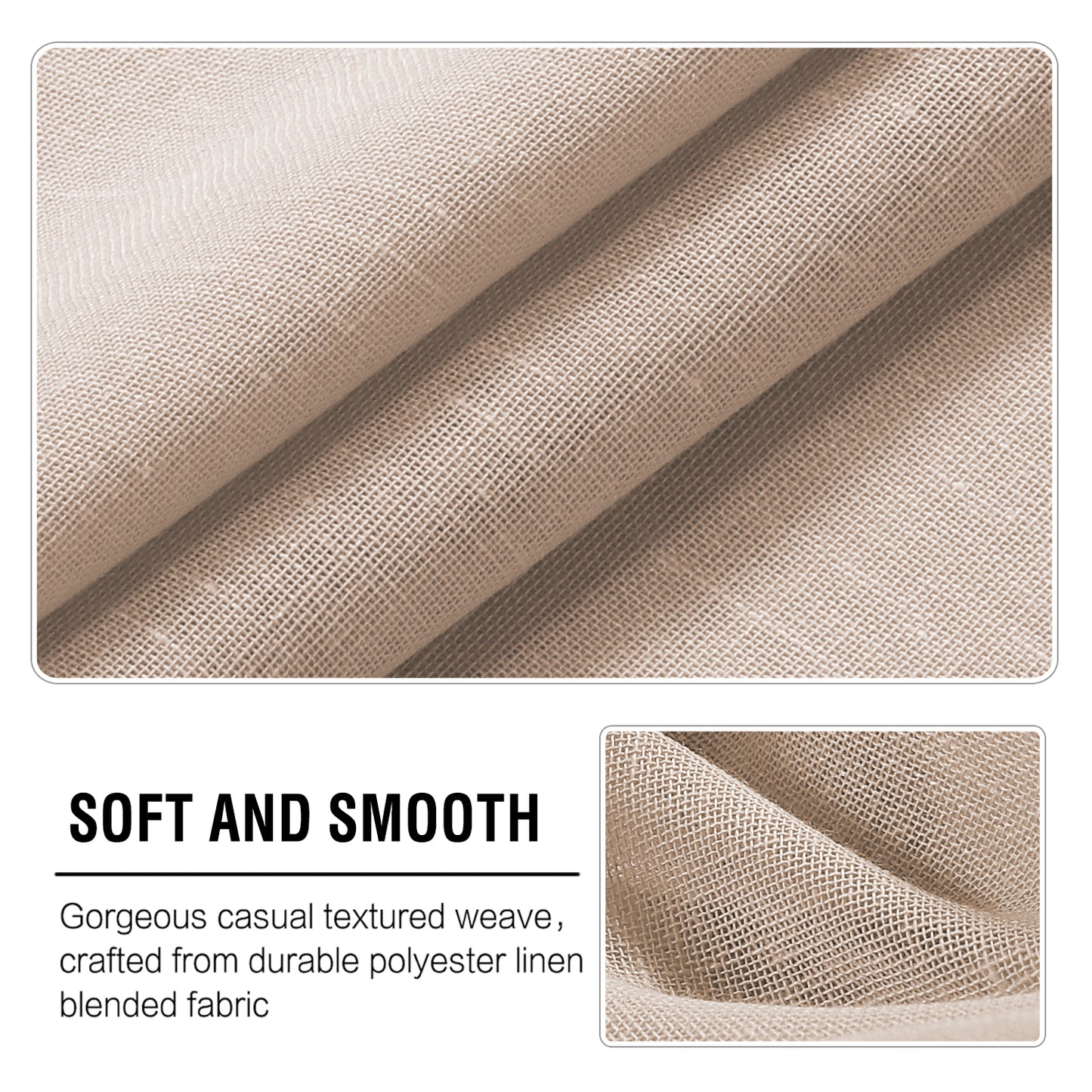 Natural Linen Sheer Curtains 2 Panels, Grommet Semitransparent Semi-Sheer Soft Comfort Privacy Drapes,Natural