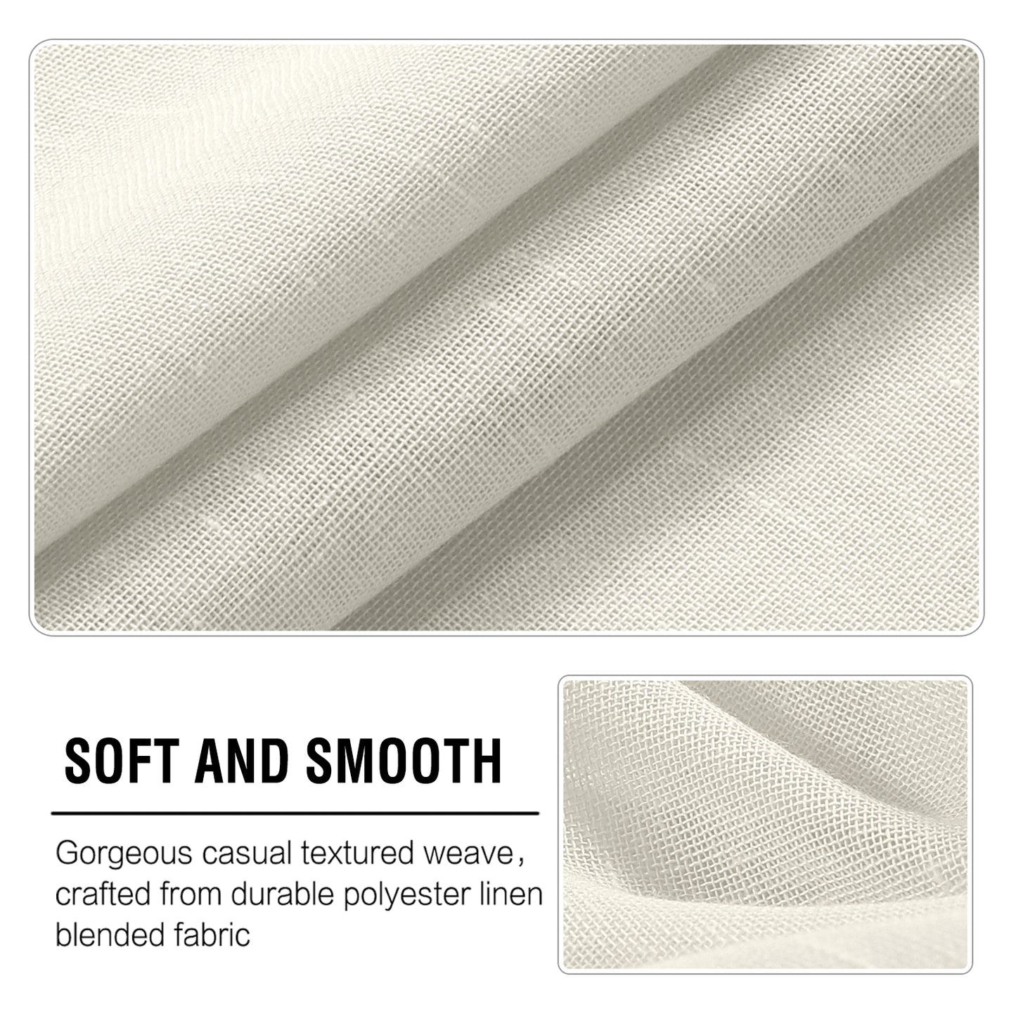 Natural Linen Sheer Curtains 2 Panels, Grommet Semitransparent Semi-Sheer Soft Comfort Privacy Drapes,Ivory