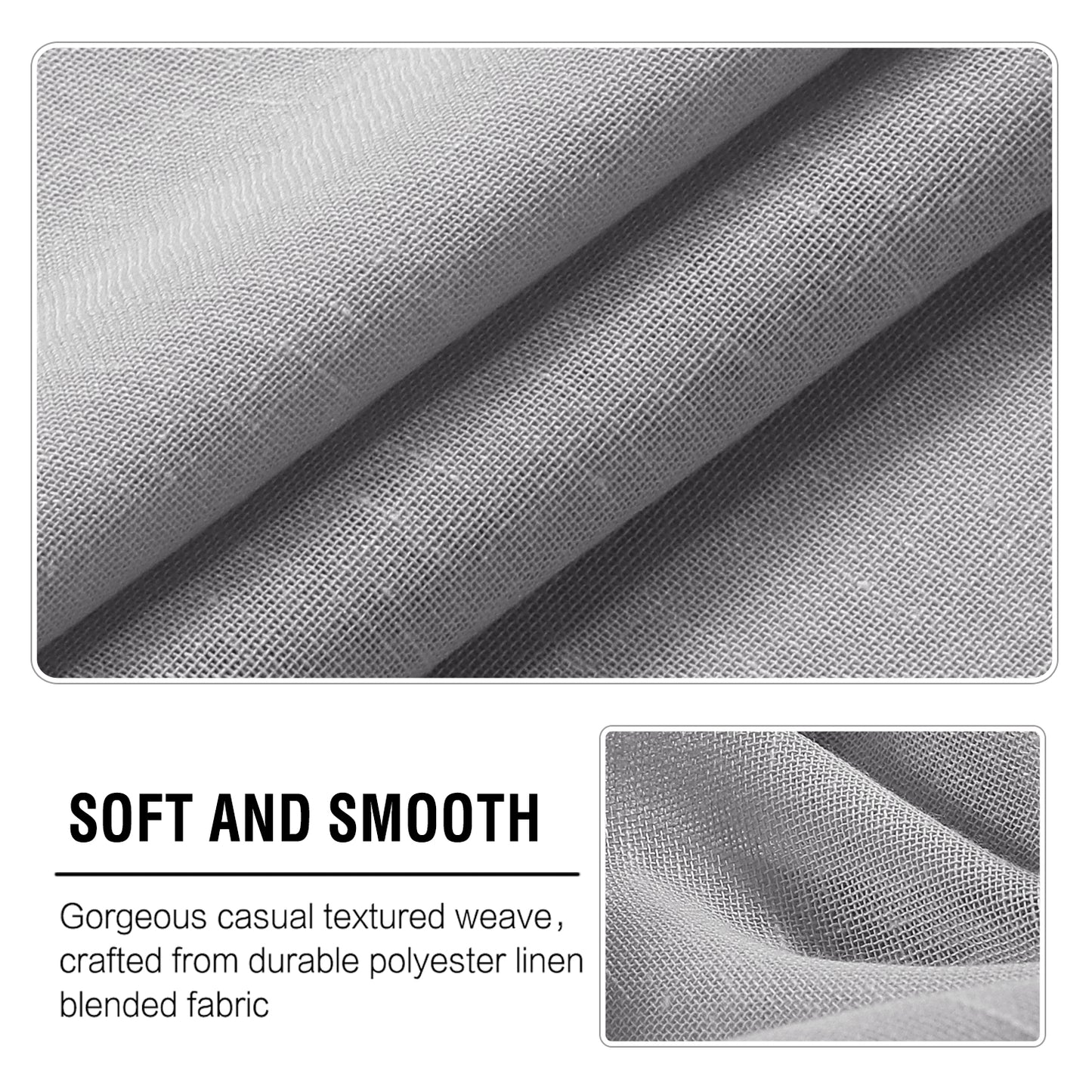 Natural Linen Sheer Curtains 2 Panels, Grommet Semitransparent Semi-Sheer Soft Comfort Privacy Drapes,Grey