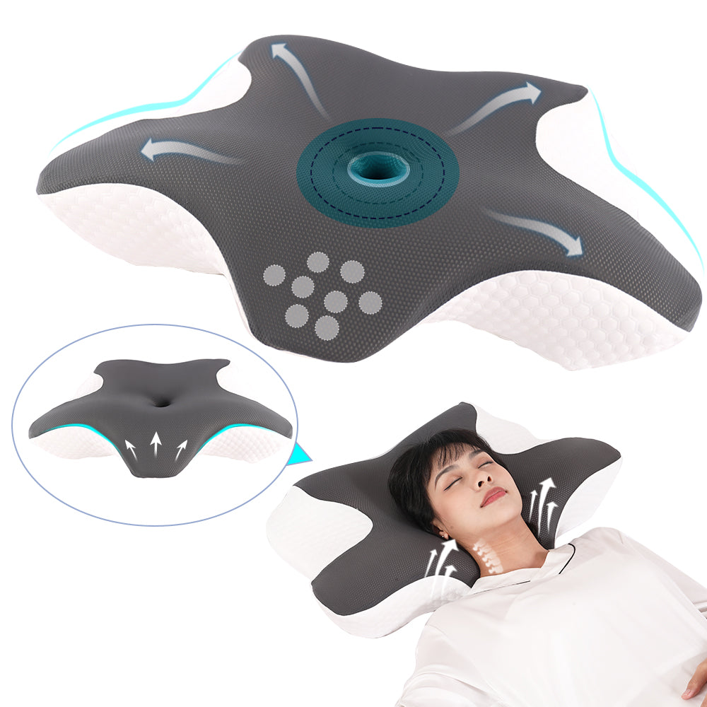 Cervical Pillow for Neck and Shoulder,Contour Memory Foam Pillow,Ergonomic Neck Support Pillow for Side Back Stomach Sleepers with Pillowcase,Grey