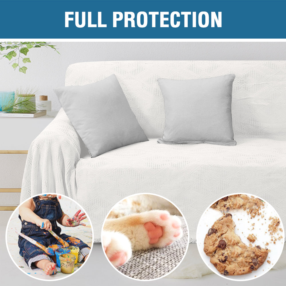 Sofa Cover, Couch Slipcovers for 1/2/3/4 Seater, White