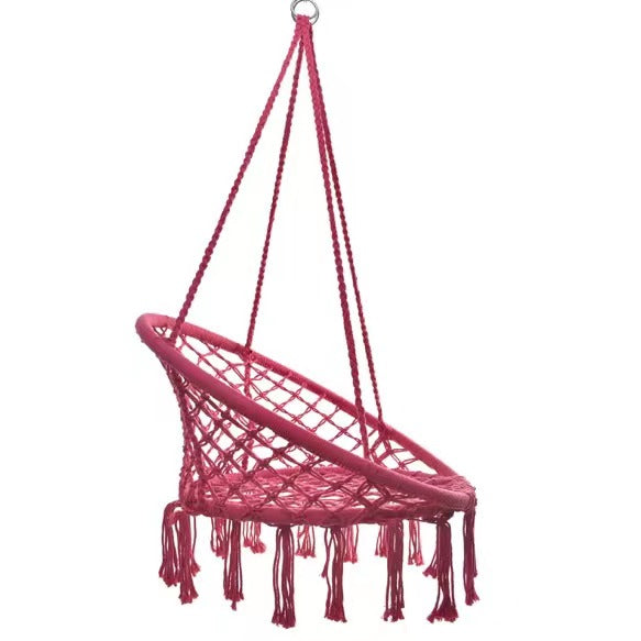 Macrame Hammock Hanging Rocking Chair, Suitable for Bedroom, Outdoor, Children, Adults, Huge Load-bearing Capacity（Red）