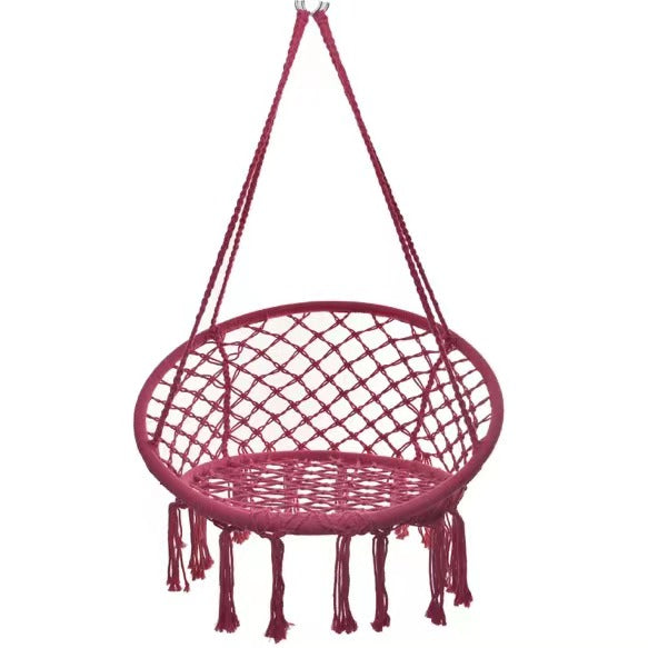 Macrame Hammock Hanging Rocking Chair, Suitable for Bedroom, Outdoor, Children, Adults, Huge Load-bearing Capacity（Red）