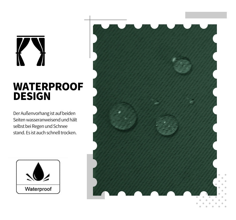 2 Pieces Solid Indoor/Outdoor Light Filtering,Waterproof Grommet Top Curtain Panel, Drak Green