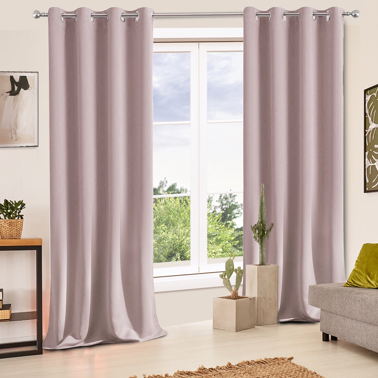 2 Pieces Solid Indoor/Outdoor Light Filtering,Waterproof Grommet Top Curtain Panel,Red Bean