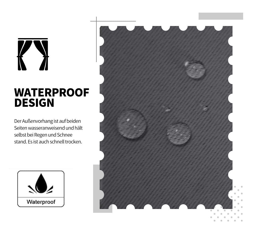 2 Pieces Solid Indoor/Outdoor Light Filtering,Waterproof Grommet Top Curtain Panel,Grey