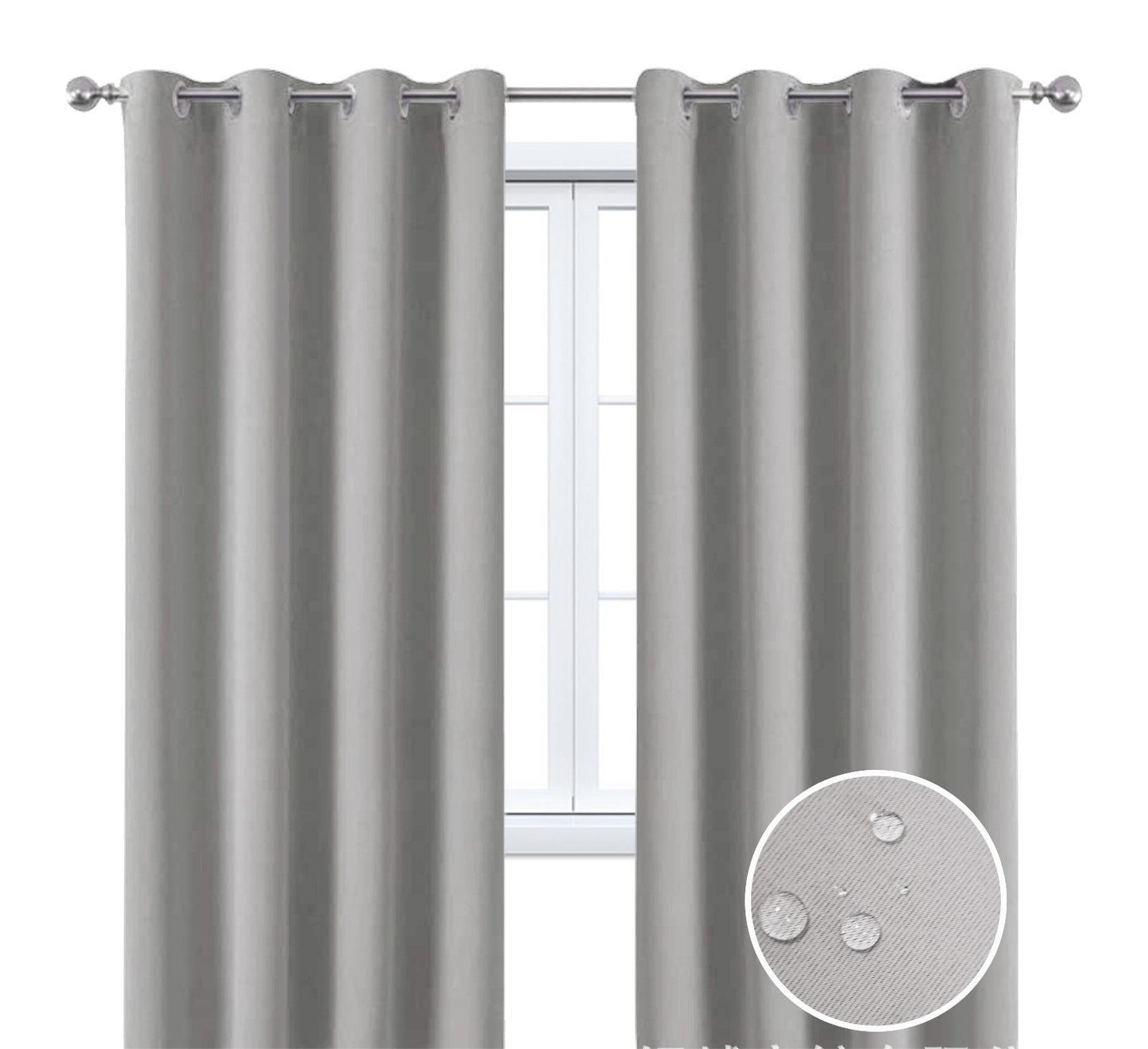2 Pieces Solid Indoor/Outdoor Light Filtering,Waterproof Grommet Top Curtain Panel,Dove