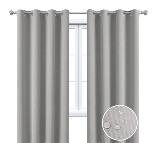 2 Pieces Solid Indoor/Outdoor Light Filtering,Waterproof Grommet Top Curtain Panel,Dove