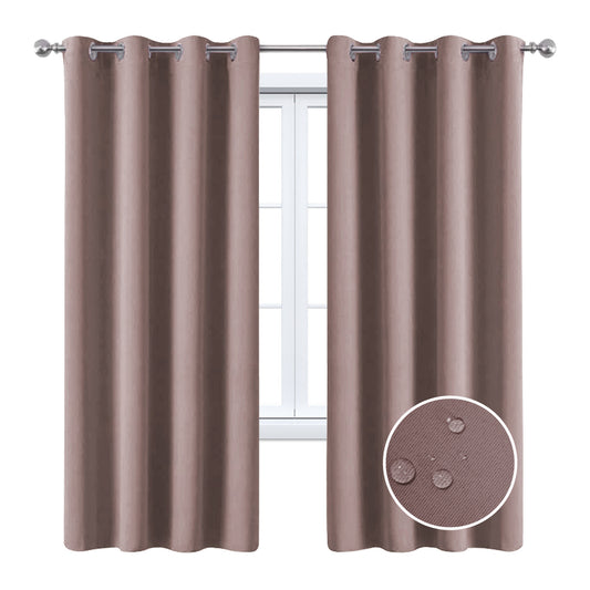 2 Pieces Solid Indoor/Outdoor Light Filtering,Waterproof Grommet Top Curtain Panel,Red Bean