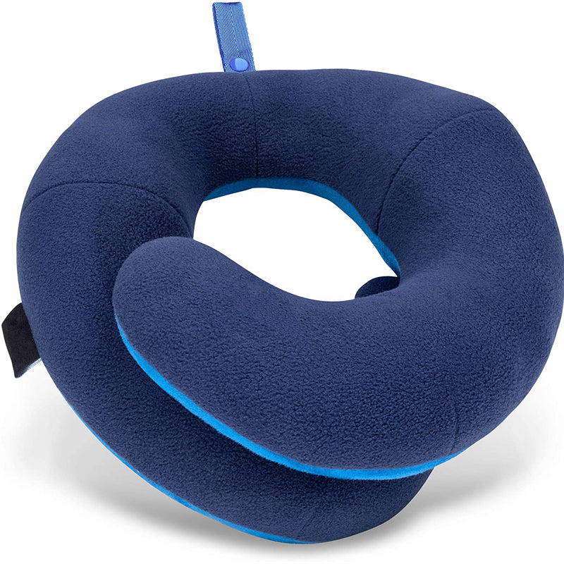 Neck Pillow for Travel Provides Double Support in Any Sleeping Position on Flights, Car, and at Home, Comfortable Airplane Travel Pillow, Large,Navy