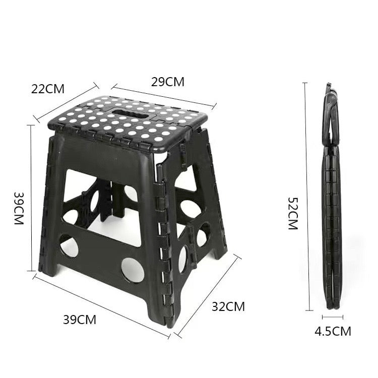 Lightweight, Durable, Foldable Step Stool With Handle, Suitable for Adults& Children, for Kitchens, Bathrooms, Outdoor (Black)