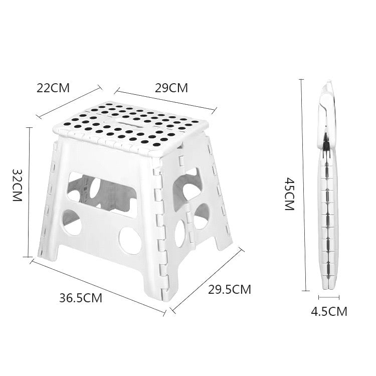 Lightweight, Durable, Foldable Step Stool With Handle, Suitable for Adults& Children, for Kitchens, Bathrooms, Outdoor (White)