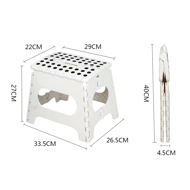 Lightweight, Durable, Foldable Step Stool With Handle, Suitable for Adults& Children, for Kitchens, Bathrooms, Outdoor (White)