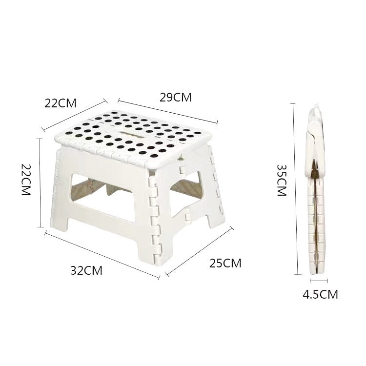 Lightweight, Durable, Foldable Step Stool With Handle, Suitable for Adults& Children, for Kitchens, Bathrooms, Outdoor (White)