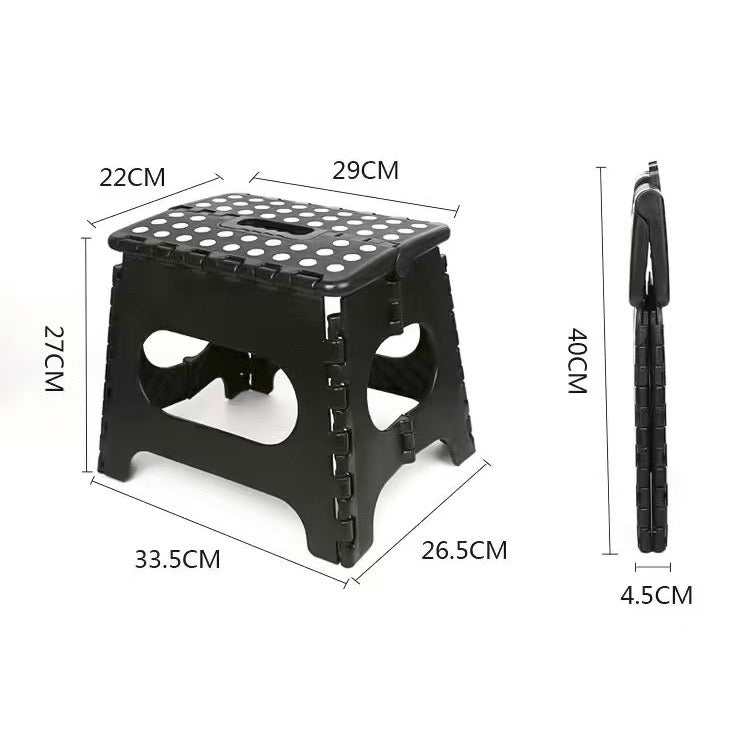 Lightweight, Durable, Foldable Step Stool With Handle, Suitable for Adults& Children, for Kitchens, Bathrooms, Outdoor (Black)