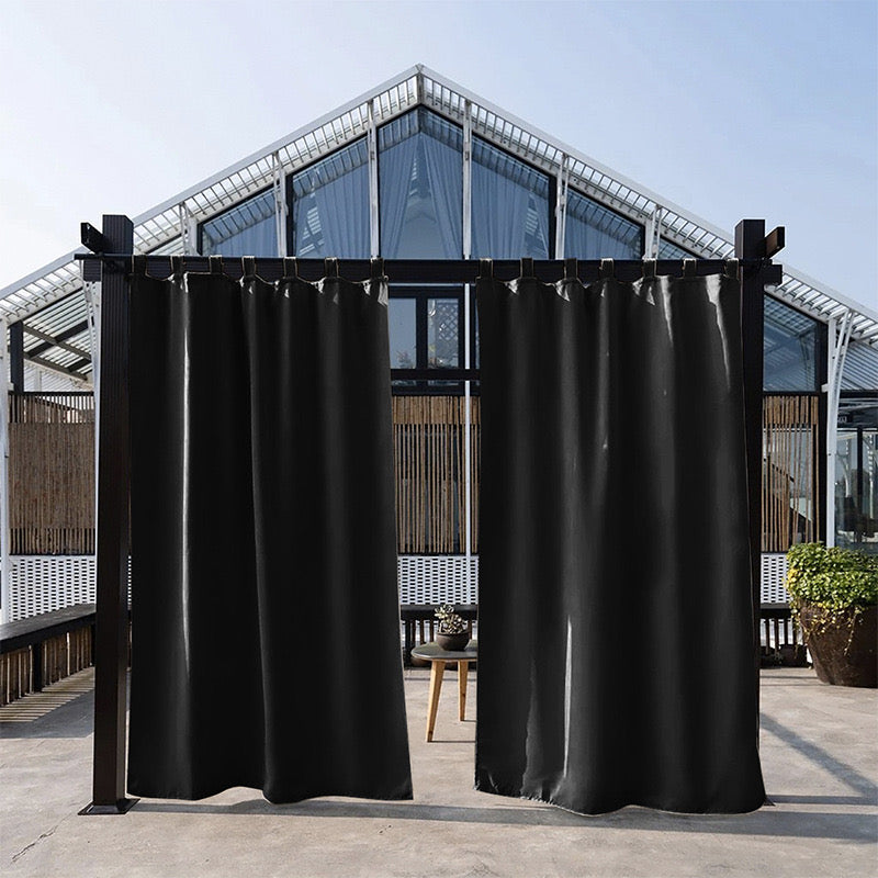 Outdoor curtains for patio - waterproof & sunlight garden curtains, Black