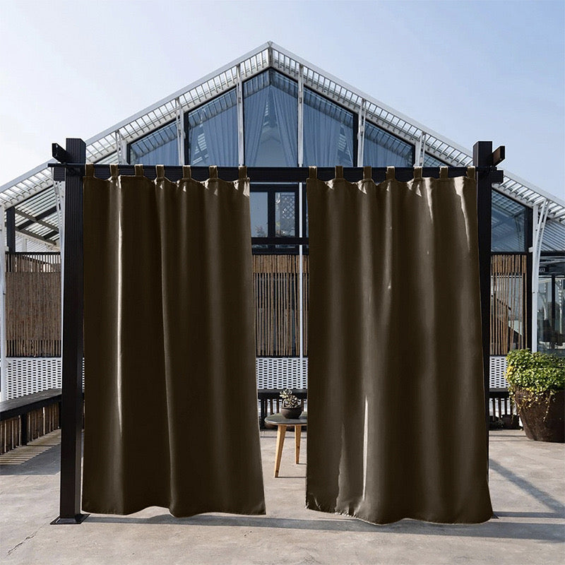 Outdoor curtains for patio - waterproof & sunlight garden curtains, Brown