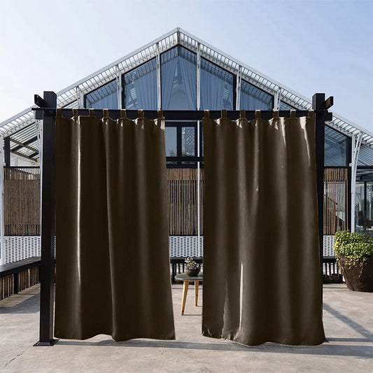 Outdoor curtains for patio - waterproof & sunlight garden curtains, Brown