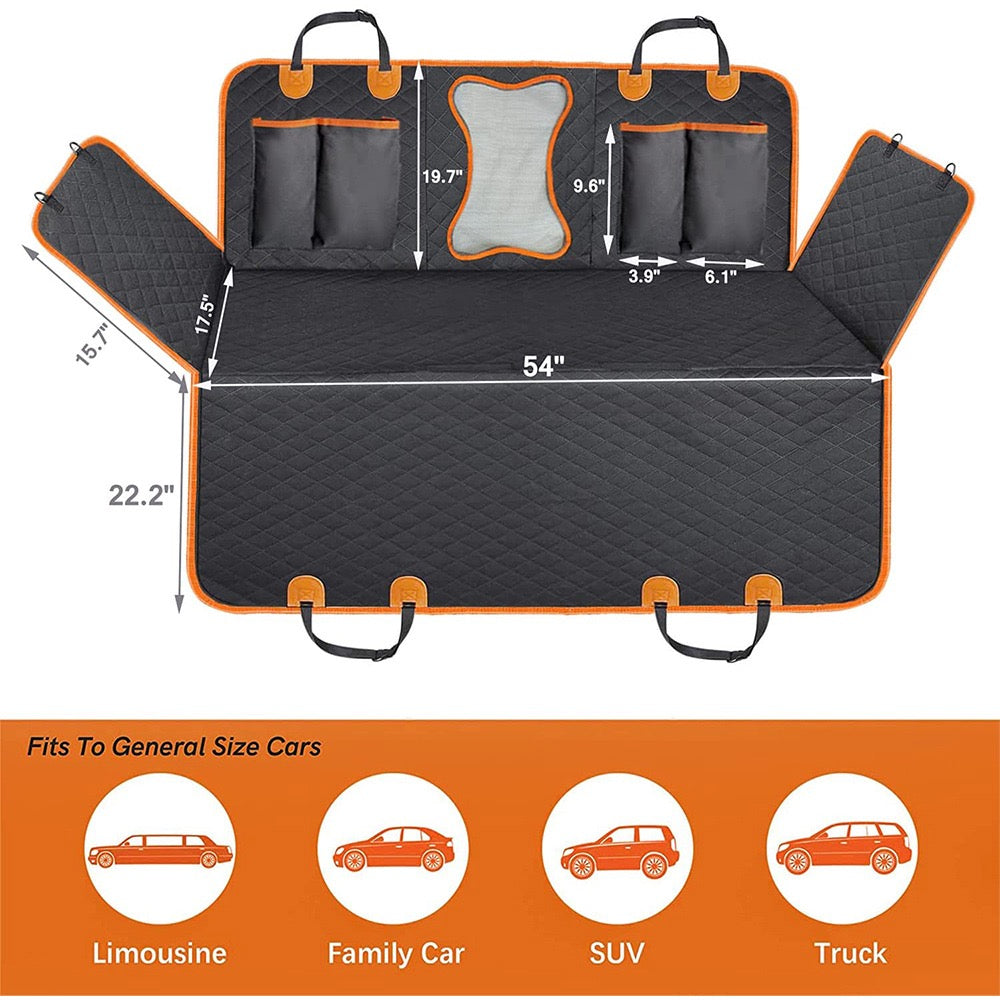 Back Seat Extender for Dogs, Waterproof Dog Car Seat Cover, Sturdy Pets Backseat Protector with Mesh Window and Storage Pocket for Car SUV Truck