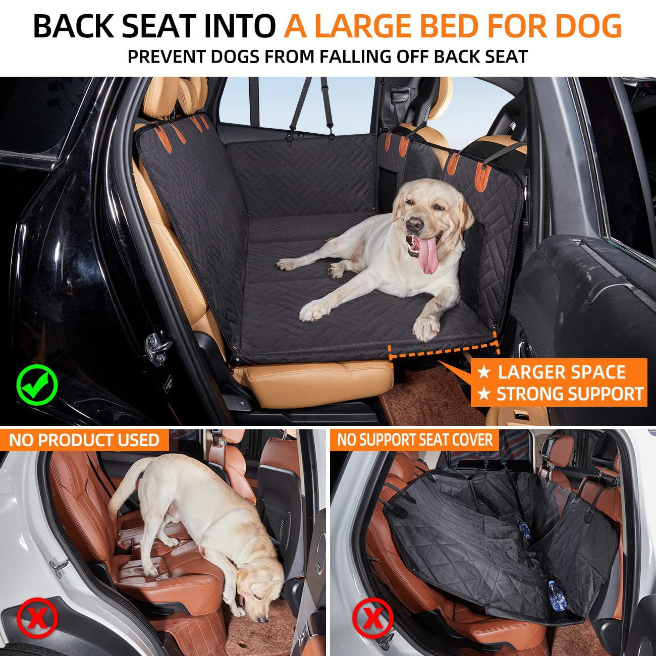 Back Seat Extender for Dogs, Waterproof Dog Car Seat Cover, Sturdy Pets Backseat Protector with Mesh Window and Storage Pocket for Car SUV Truck