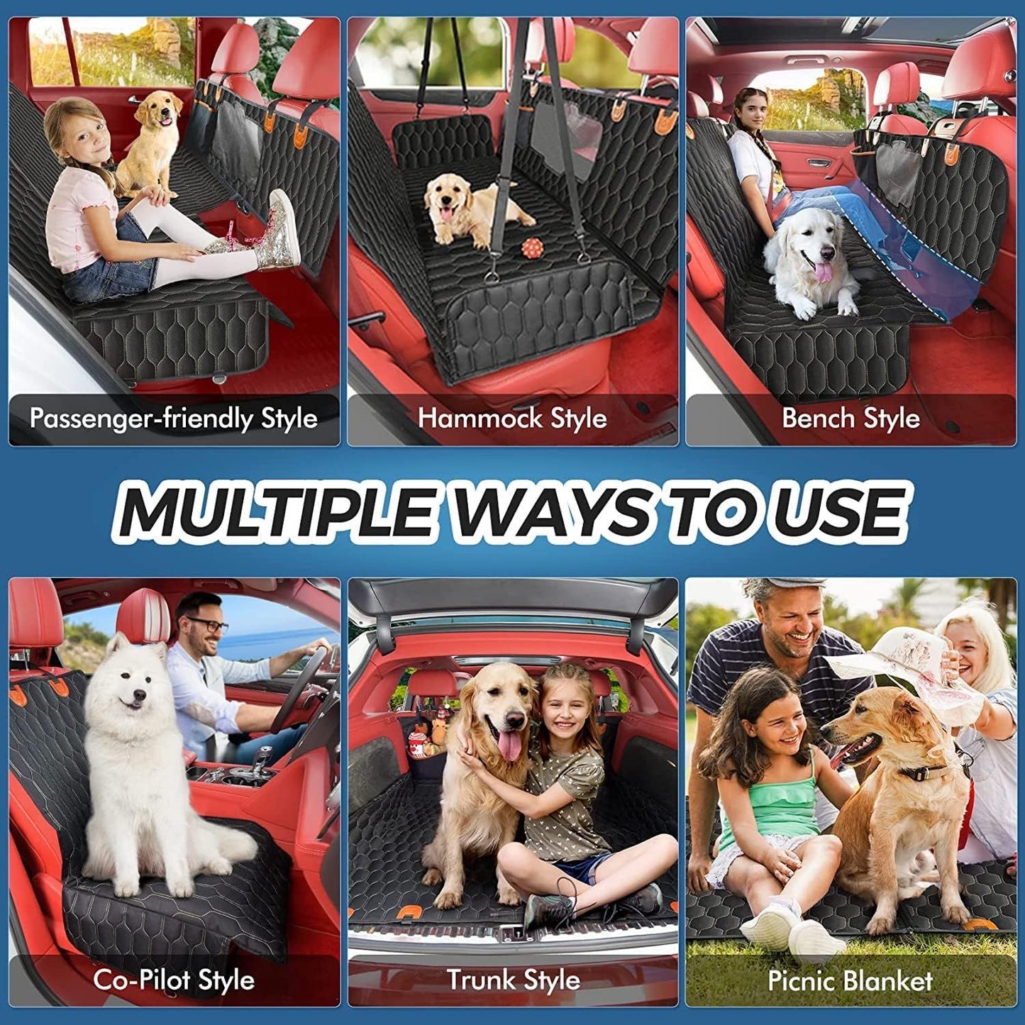 Dog Car Seat Covers with Mesh Window,Dog seat Cover with Side Flap for Cars, Trucks, and Suv's - Waterproof & Nonslip Pet Seat Cover for Backseat, Oxford