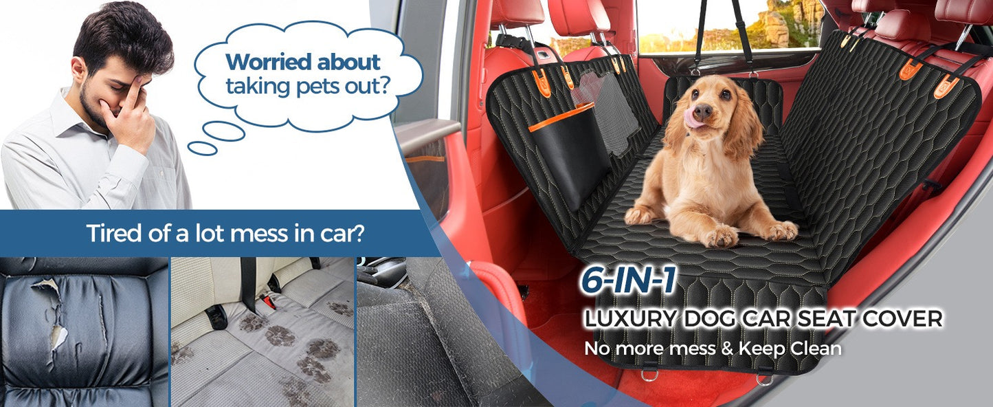 Dog Car Seat Covers with Mesh Window,Dog seat Cover with Side Flap for Cars, Trucks, and Suv's - Waterproof & Nonslip Pet Seat Cover for Backseat, Oxford