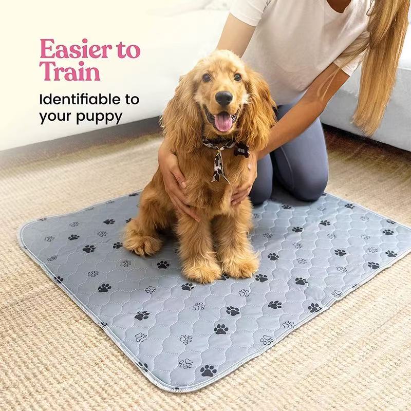 Washable Pee Pads for Dogs, Cats, Puppy, 2 Pack Ultra-Absorbent and Leak-Proof Non-Slip Reusable Potty Training Pads for Cages,Grey Footprints