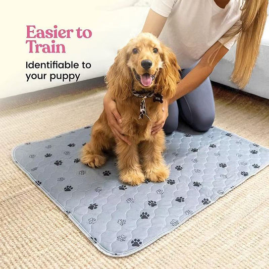 Washable Pee Pads for Dogs, Cats, Puppy, 2 Pack Ultra-Absorbent and Leak-Proof Non-Slip Reusable Potty Training Pads for Cages,Grey Footprints