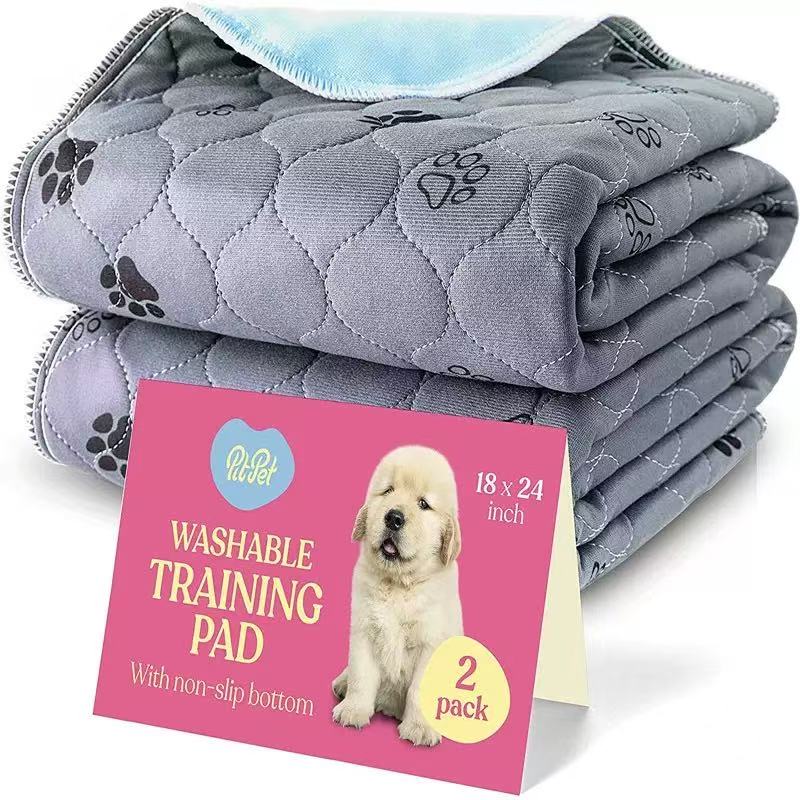 Washable Pee Pads for Dogs, Cats, Puppy, 2 Pack Ultra-Absorbent and Leak-Proof Non-Slip Reusable Potty Training Pads for Cages,Grey Footprints
