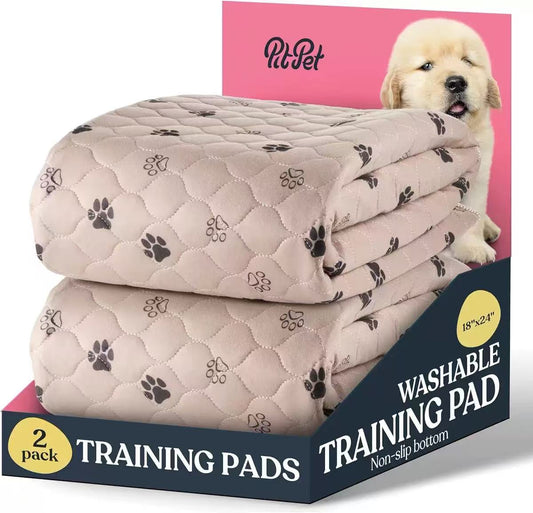 Washable Pee Pads for Dogs, Cats, Puppy, 2 Pack Ultra-Absorbent and Leak-Proof Non-Slip Reusable Potty Training Pads for Cages,Ginger