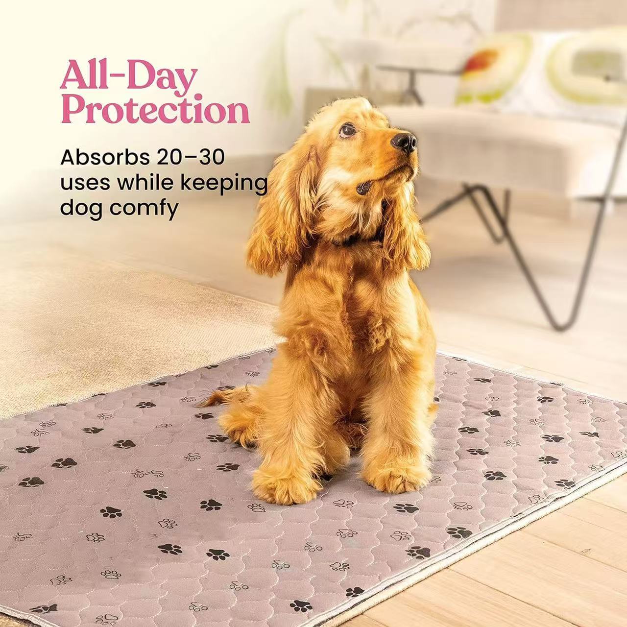 Washable Pee Pads for Dogs, Cats, Puppy, 2 Pack Ultra-Absorbent and Leak-Proof Non-Slip Reusable Potty Training Pads for Cages,Ginger