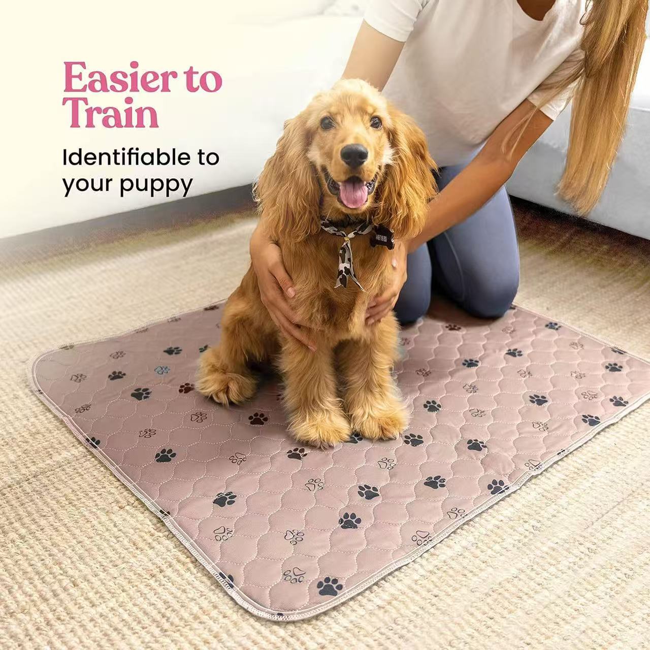 Washable Pee Pads for Dogs, Cats, Puppy, 2 Pack Ultra-Absorbent and Leak-Proof Non-Slip Reusable Potty Training Pads for Cages,Ginger