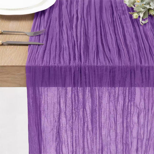 Cheesecloth Table Runner Boho Chic Gauze Semi-Sheer Halloween Tablecloth for Wedding Celebrations for Banquet Holiday Decorations,Purple